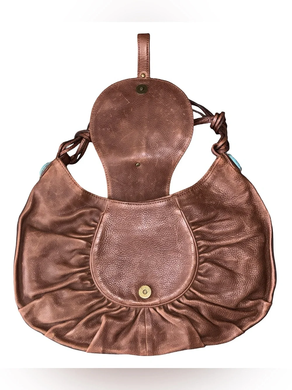 Cole Haan G Series Hobo Shoulder Bag Bead & Stones Embellished Boho Purse